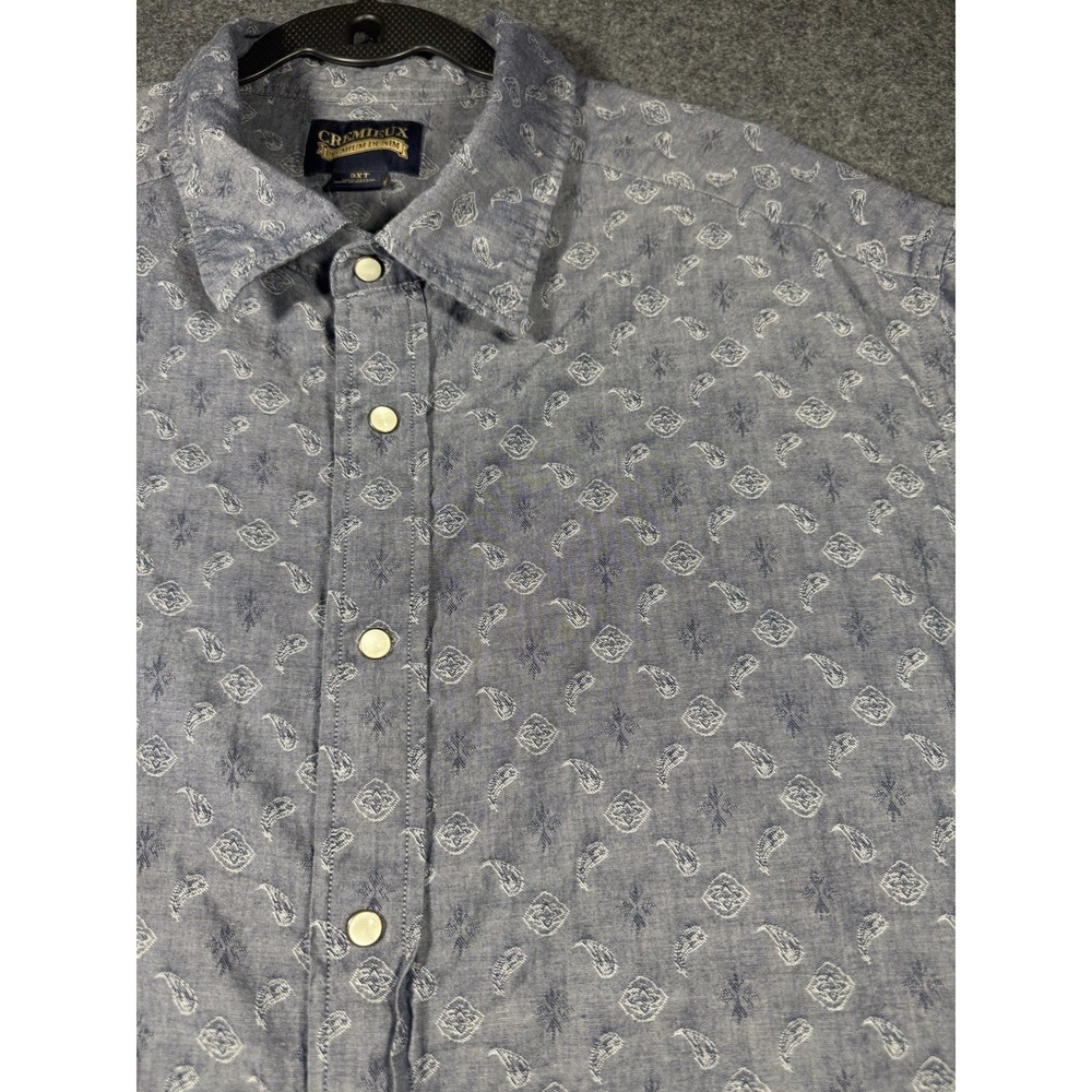 Cremieux Premium Denim Men's Blue Paisley Print Short Sleeve 3XT